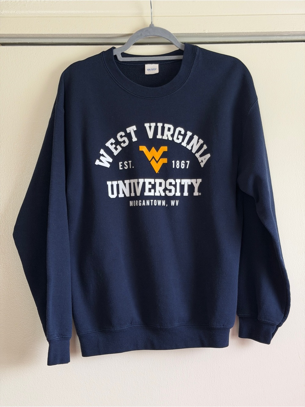 Gildan West Virginia WVU Navy Crewneck